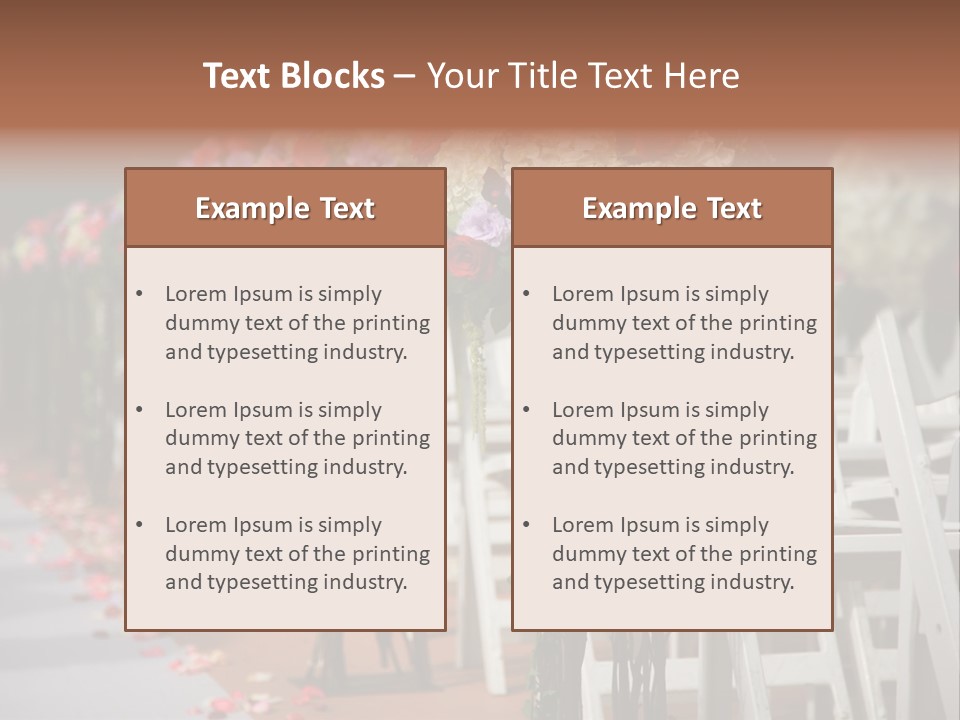 Beautiful Wedding Flower Arrangement Of Seats Along The Aisle PowerPoint Template