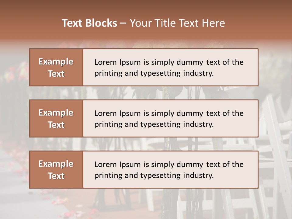 Beautiful Wedding Flower Arrangement Of Seats Along The Aisle PowerPoint Template
