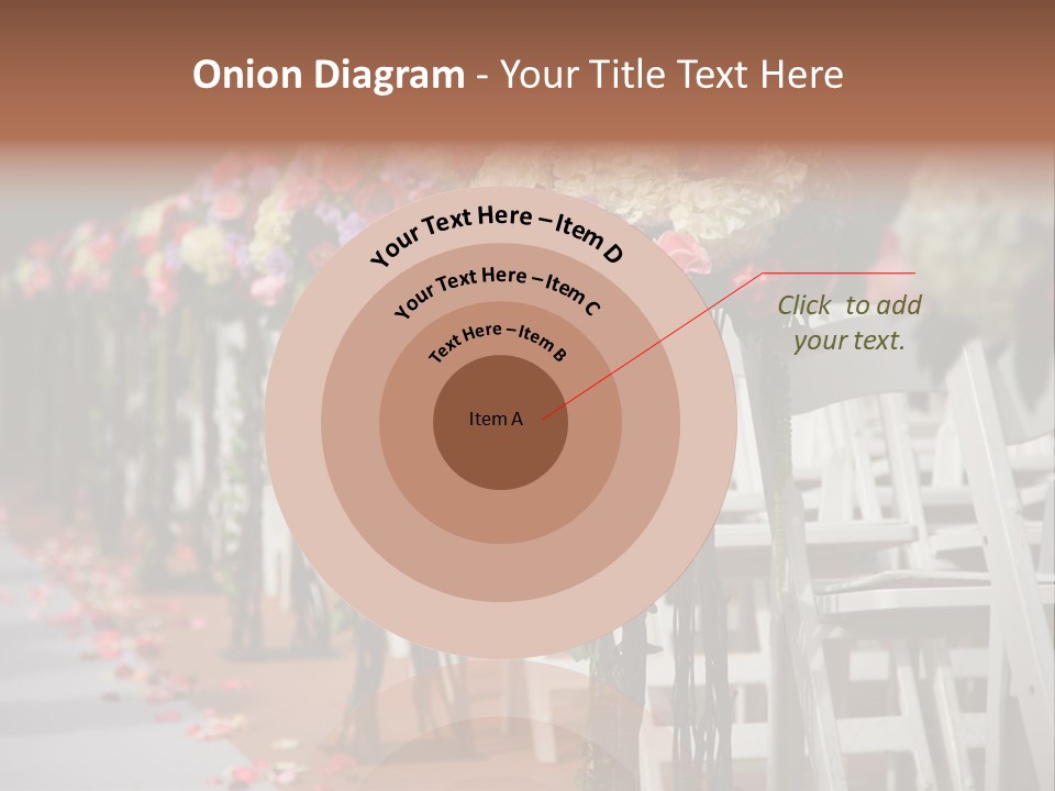 Beautiful Wedding Flower Arrangement Of Seats Along The Aisle PowerPoint Template