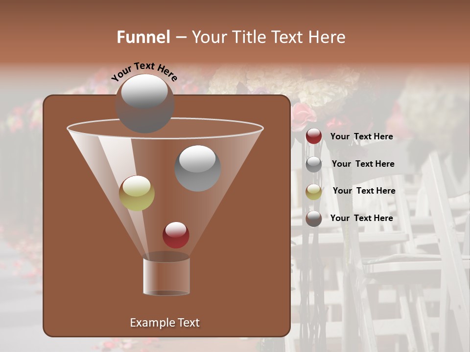 Beautiful Wedding Flower Arrangement Of Seats Along The Aisle PowerPoint Template