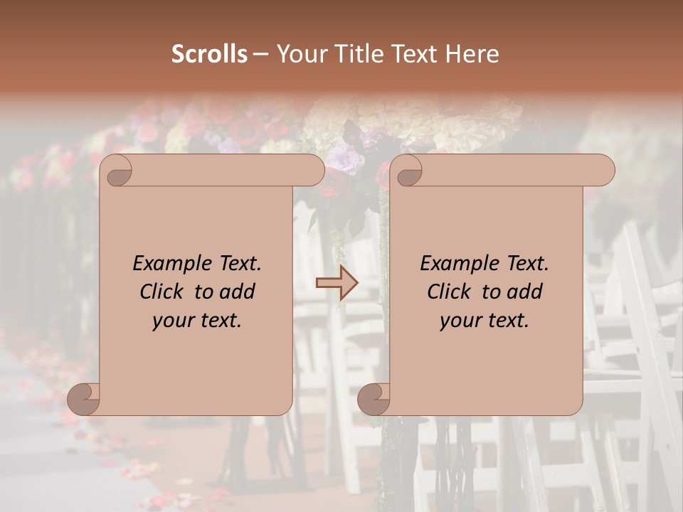 Beautiful Wedding Flower Arrangement Of Seats Along The Aisle PowerPoint Template