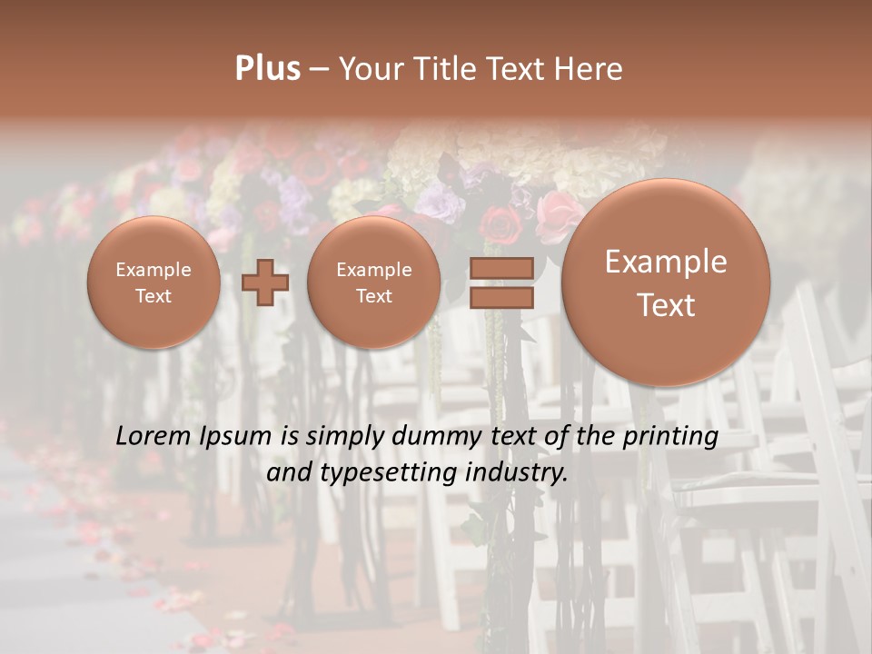 Beautiful Wedding Flower Arrangement Of Seats Along The Aisle PowerPoint Template