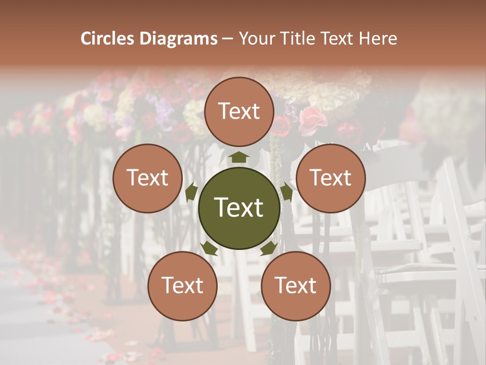 Beautiful Wedding Flower Arrangement Of Seats Along The Aisle PowerPoint Template