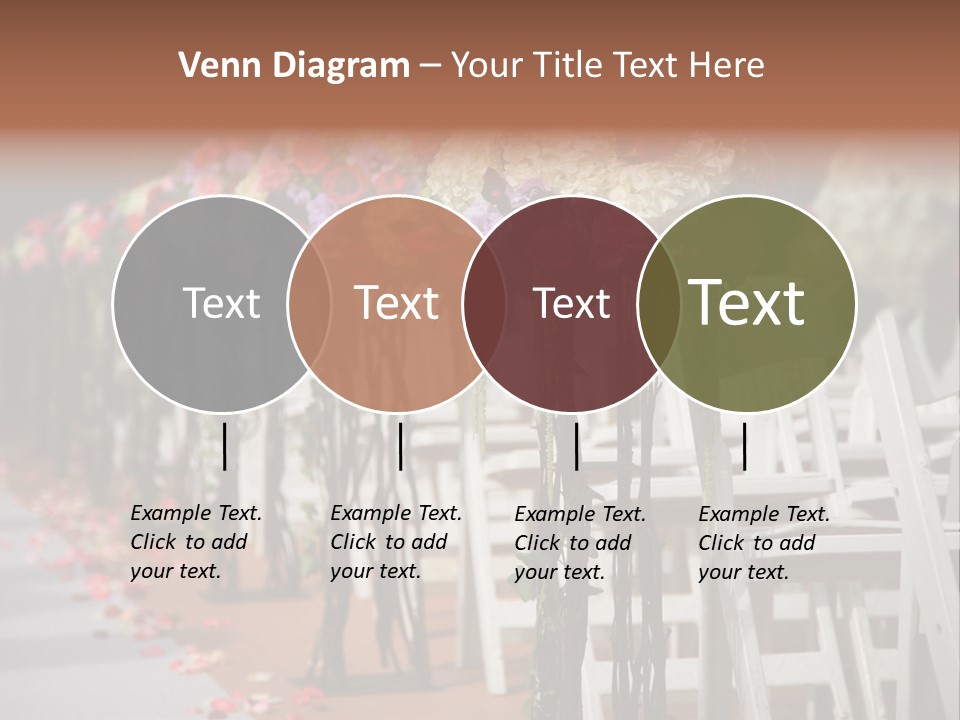 Beautiful Wedding Flower Arrangement Of Seats Along The Aisle PowerPoint Template