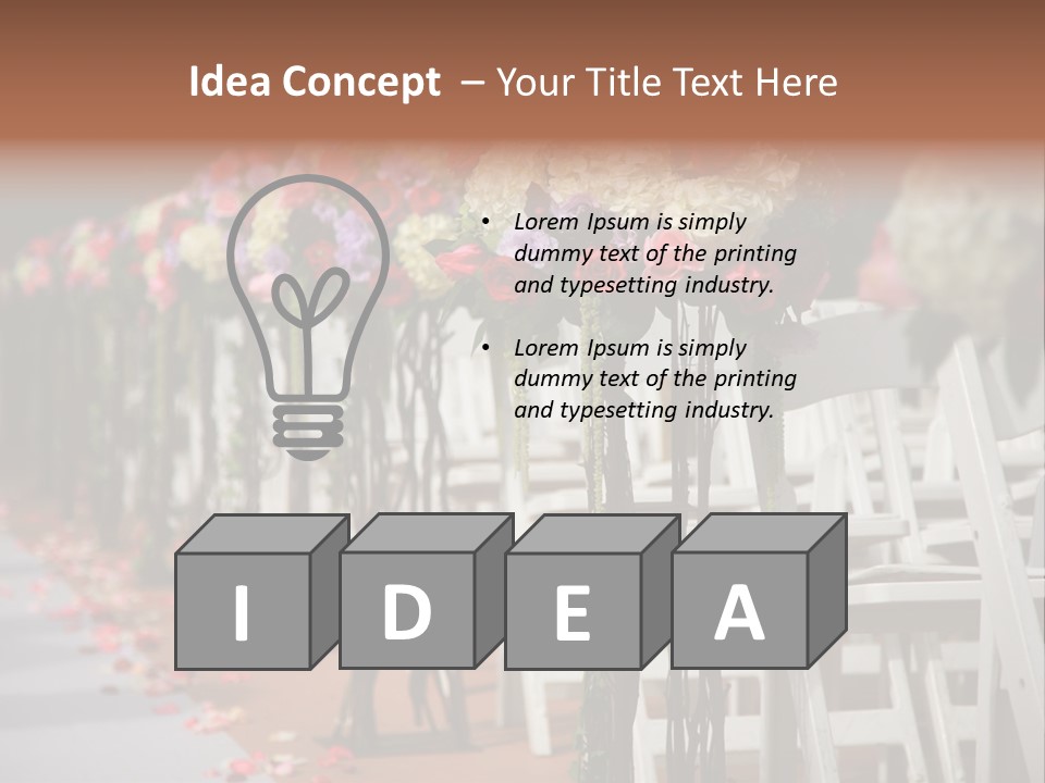 Beautiful Wedding Flower Arrangement Of Seats Along The Aisle PowerPoint Template