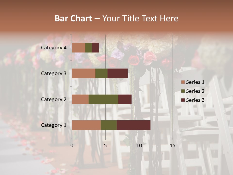 Beautiful Wedding Flower Arrangement Of Seats Along The Aisle PowerPoint Template