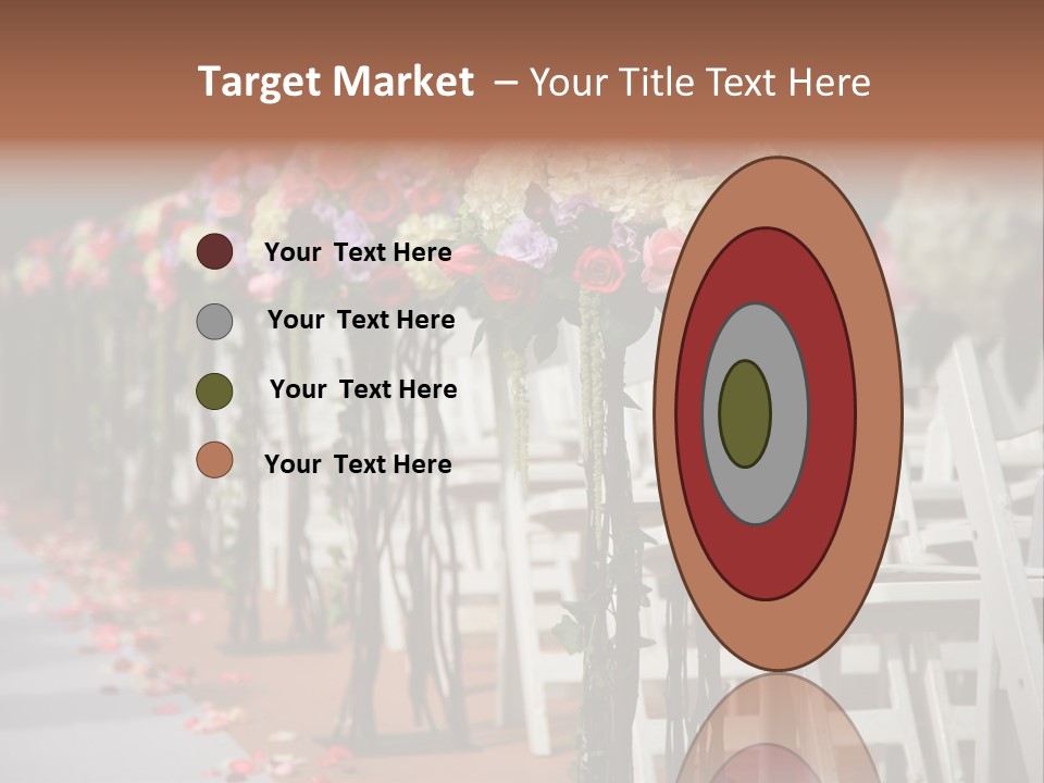 Beautiful Wedding Flower Arrangement Of Seats Along The Aisle PowerPoint Template