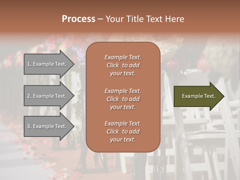 Beautiful Wedding Flower Arrangement Of Seats Along The Aisle PowerPoint Template