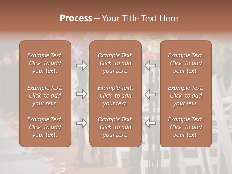 Beautiful Wedding Flower Arrangement Of Seats Along The Aisle PowerPoint Template