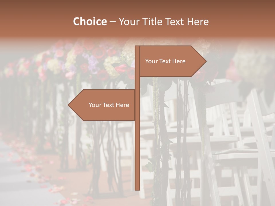 Beautiful Wedding Flower Arrangement Of Seats Along The Aisle PowerPoint Template