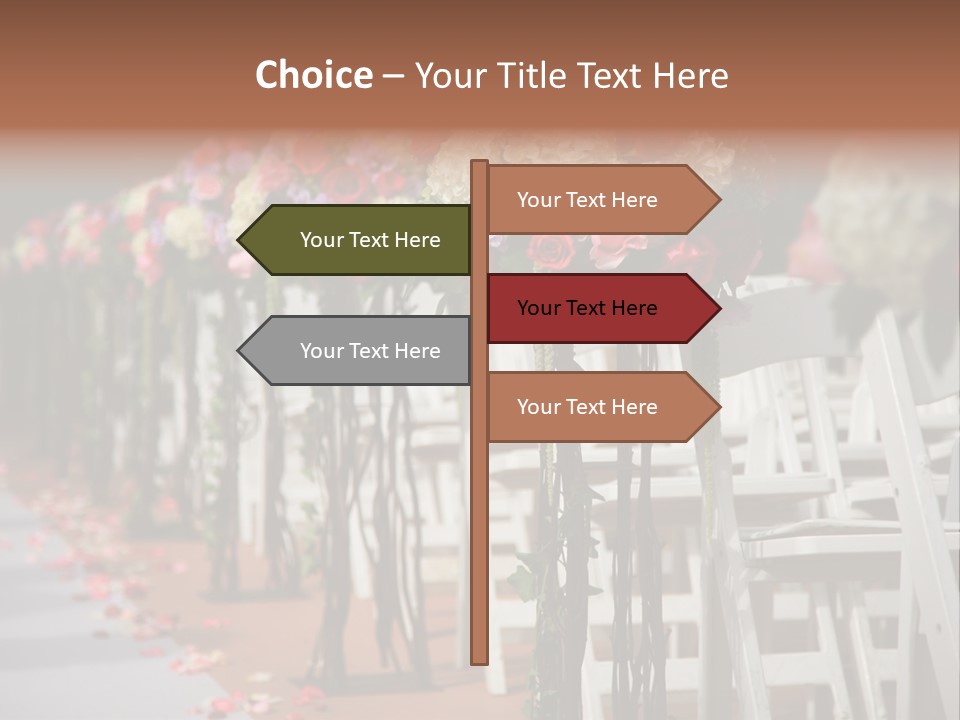 Beautiful Wedding Flower Arrangement Of Seats Along The Aisle PowerPoint Template