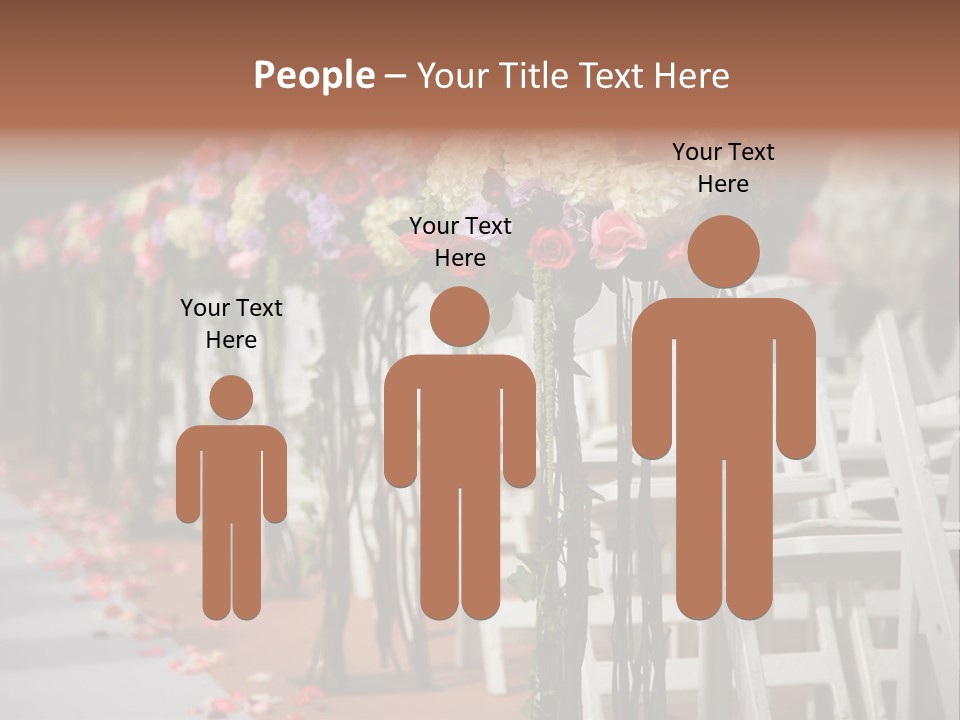 Beautiful Wedding Flower Arrangement Of Seats Along The Aisle PowerPoint Template