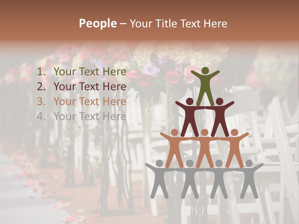 Beautiful Wedding Flower Arrangement Of Seats Along The Aisle PowerPoint Template