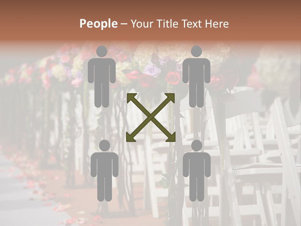 Beautiful Wedding Flower Arrangement Of Seats Along The Aisle PowerPoint Template