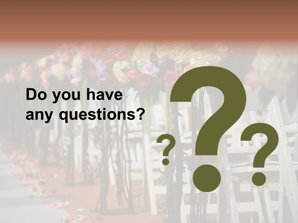 Beautiful Wedding Flower Arrangement Of Seats Along The Aisle PowerPoint Template