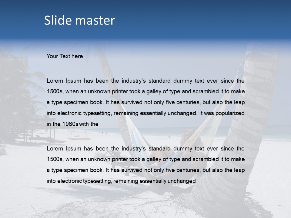 Young Woman Relaxing On The Hammock On A Tropical Beach PowerPoint Template