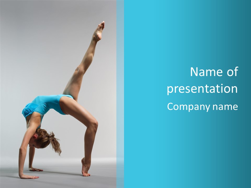 Young Beautiful Ballerina Posing On Grey Background PowerPoint Template