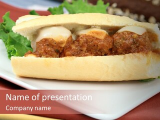 Meatballs Sandwich Aromatic Italian Recipe Perfect And Exquisite PowerPoint Template