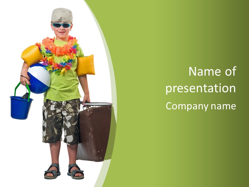 This Boy Is Ready To Go On Summer Vacation. PowerPoint Template