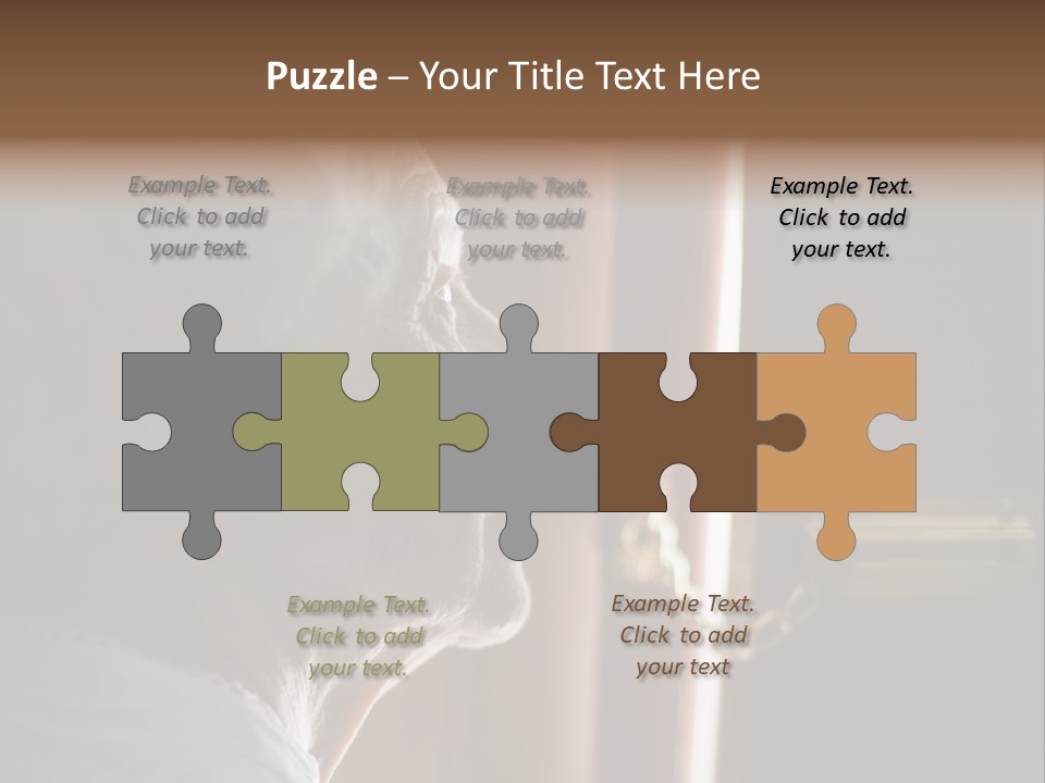 Senior Woman Using A Security Chain On Front Door PowerPoint Template