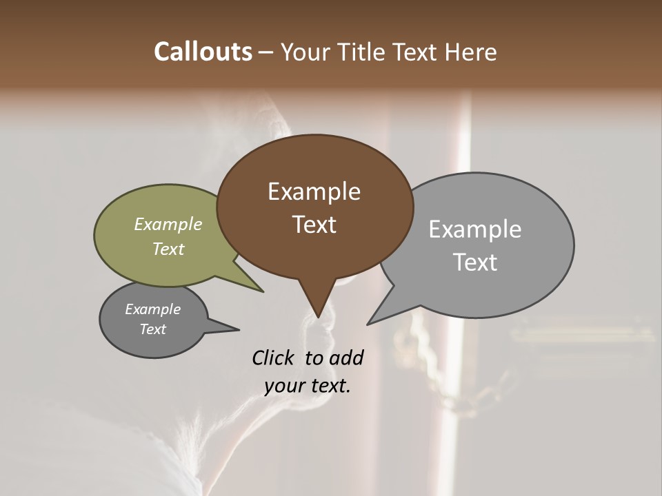 Senior Woman Using A Security Chain On Front Door PowerPoint Template