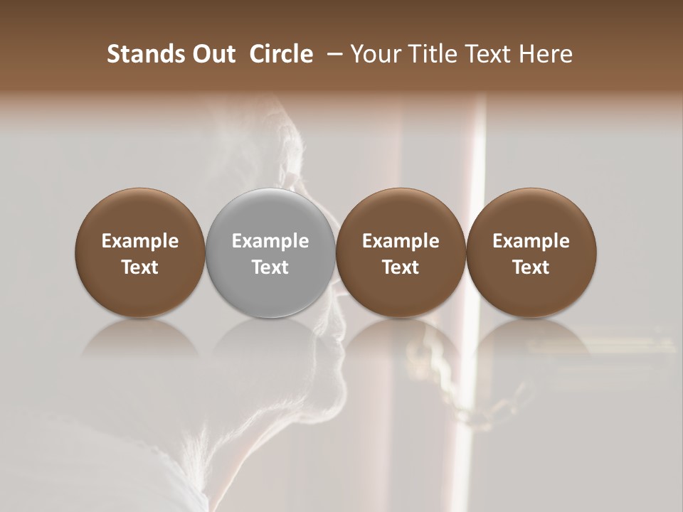 Senior Woman Using A Security Chain On Front Door PowerPoint Template