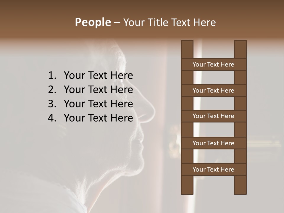 Senior Woman Using A Security Chain On Front Door PowerPoint Template