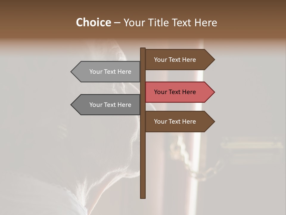Senior Woman Using A Security Chain On Front Door PowerPoint Template