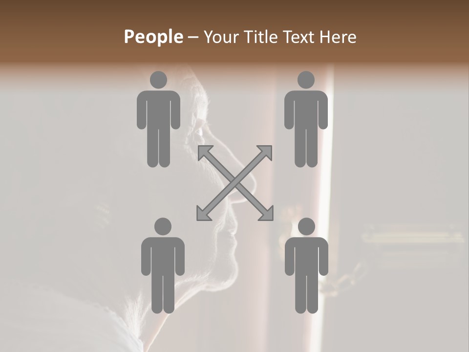 Senior Woman Using A Security Chain On Front Door PowerPoint Template