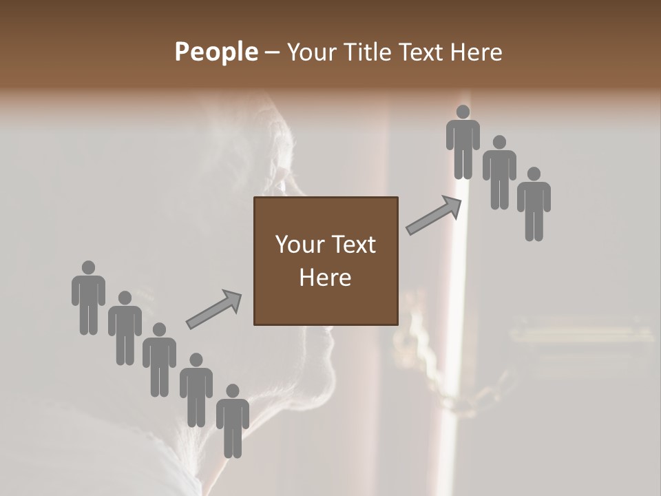 Senior Woman Using A Security Chain On Front Door PowerPoint Template