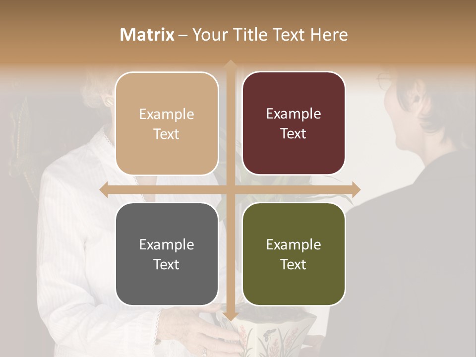 Attractive Senior Woman Receiving Gift Of Bamboo Plant At Front Door PowerPoint Template