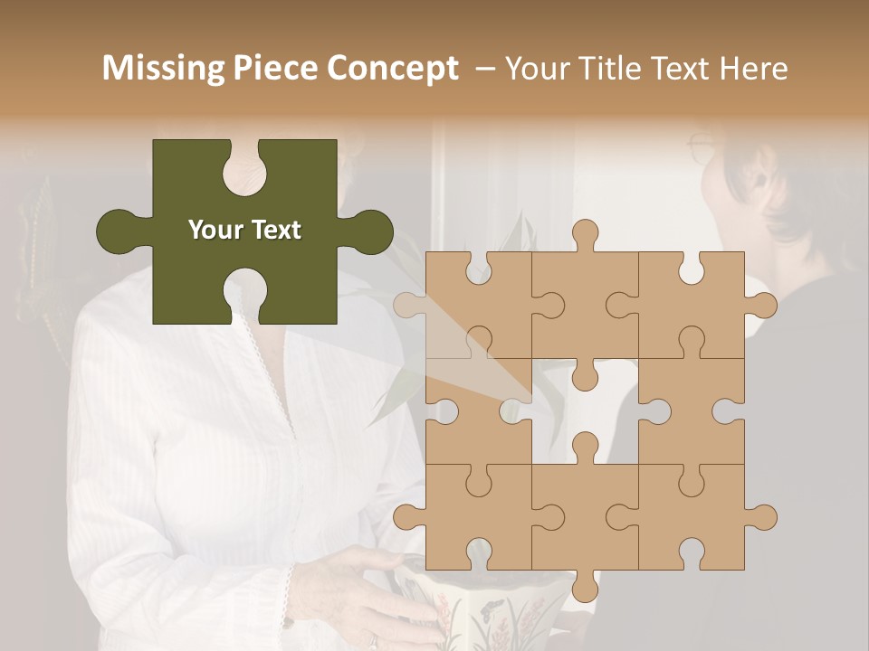 Attractive Senior Woman Receiving Gift Of Bamboo Plant At Front Door PowerPoint Template