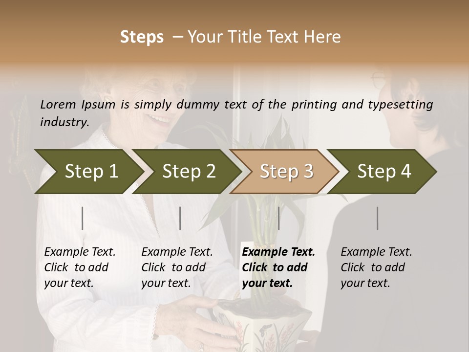 Attractive Senior Woman Receiving Gift Of Bamboo Plant At Front Door PowerPoint Template