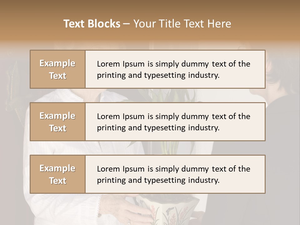 Attractive Senior Woman Receiving Gift Of Bamboo Plant At Front Door PowerPoint Template