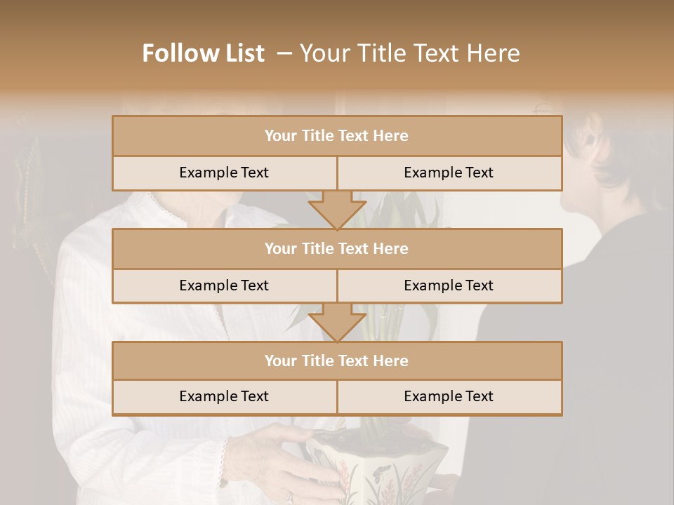 Attractive Senior Woman Receiving Gift Of Bamboo Plant At Front Door PowerPoint Template