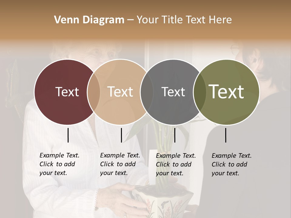 Attractive Senior Woman Receiving Gift Of Bamboo Plant At Front Door PowerPoint Template