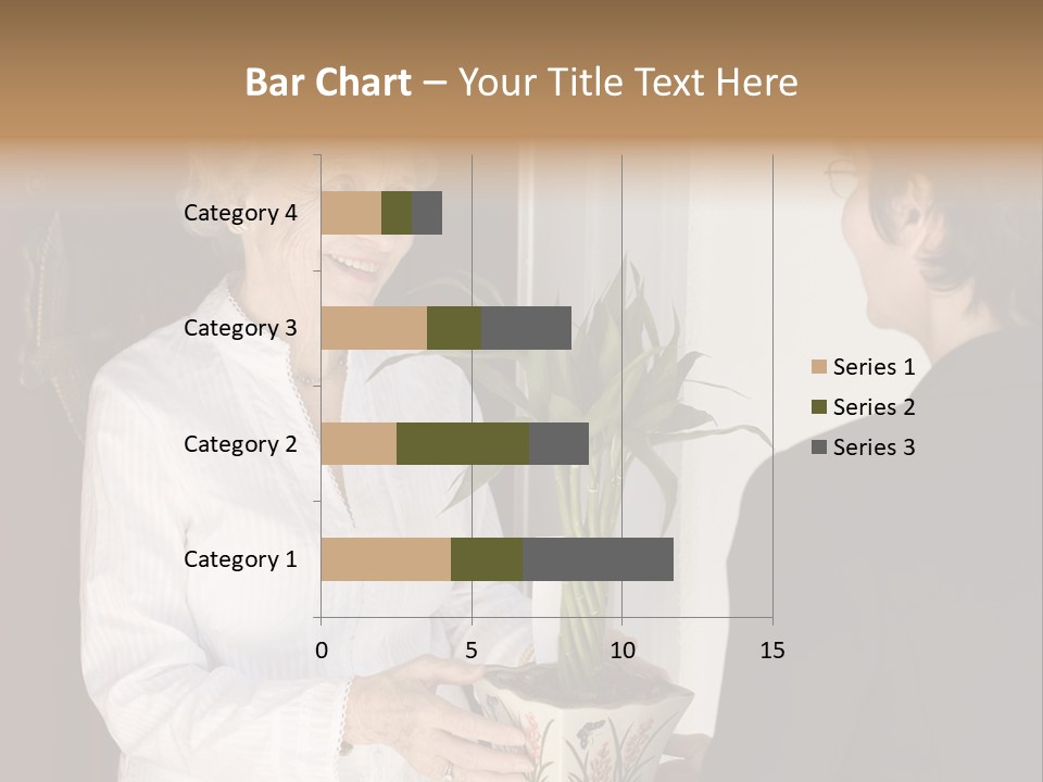Attractive Senior Woman Receiving Gift Of Bamboo Plant At Front Door PowerPoint Template