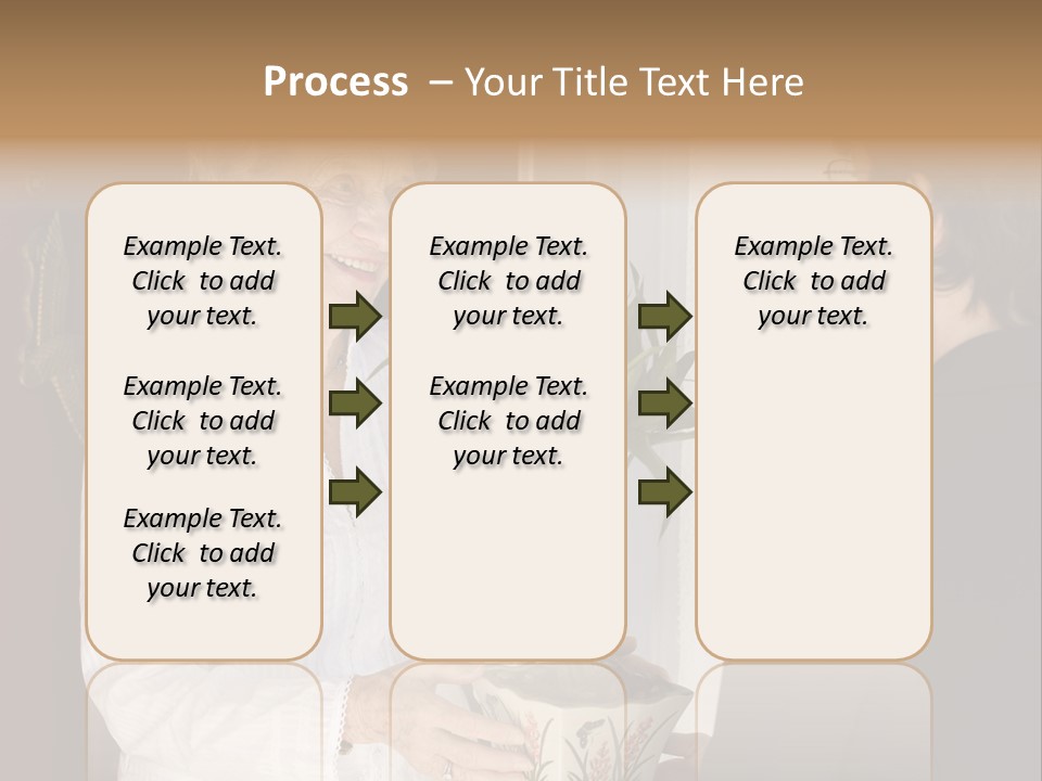 Attractive Senior Woman Receiving Gift Of Bamboo Plant At Front Door PowerPoint Template