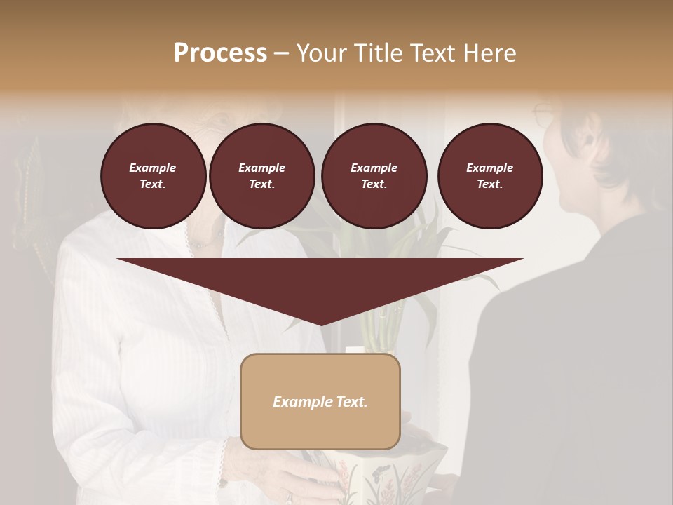 Attractive Senior Woman Receiving Gift Of Bamboo Plant At Front Door PowerPoint Template