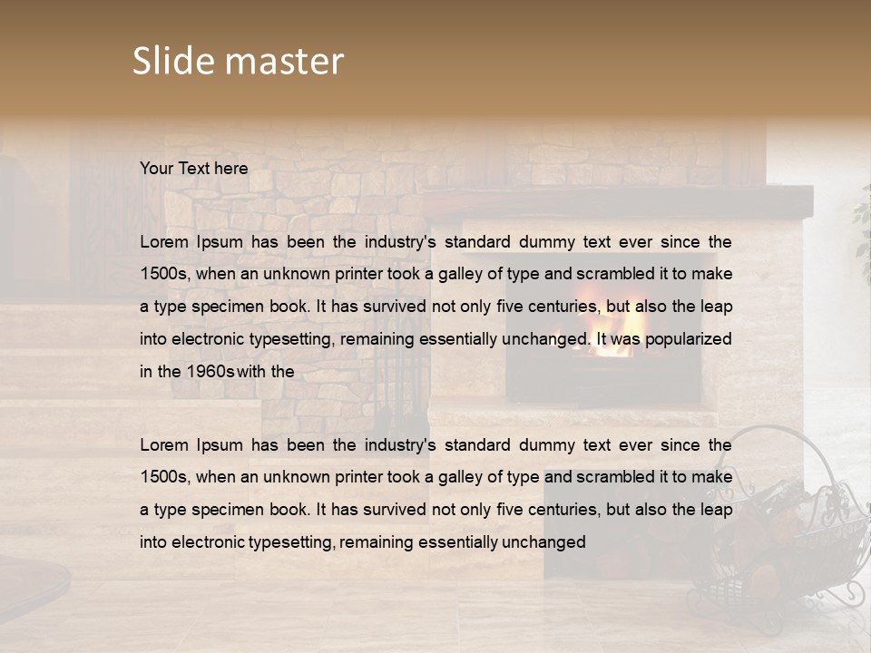 Fire Place In Living Room PowerPoint Template