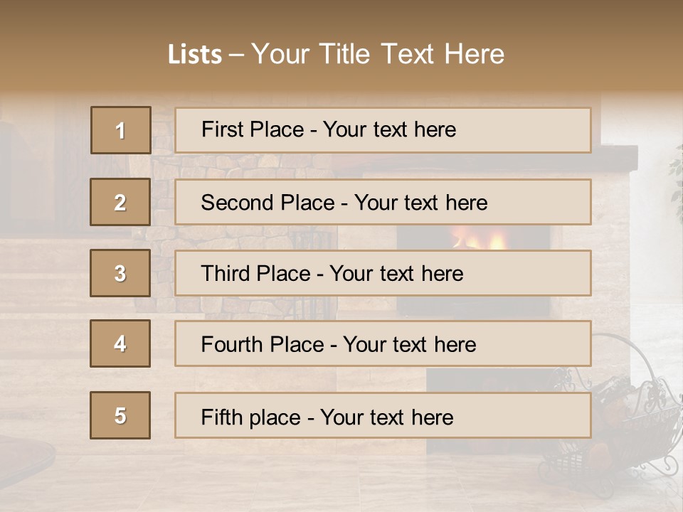 Fire Place In Living Room PowerPoint Template