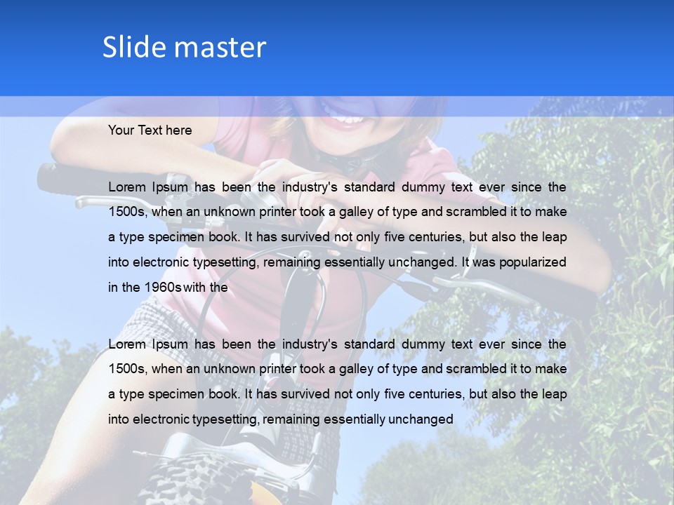 Portrait Of A Teenage Girl On A Bicycle In Summer Park Outdoors PowerPoint Template