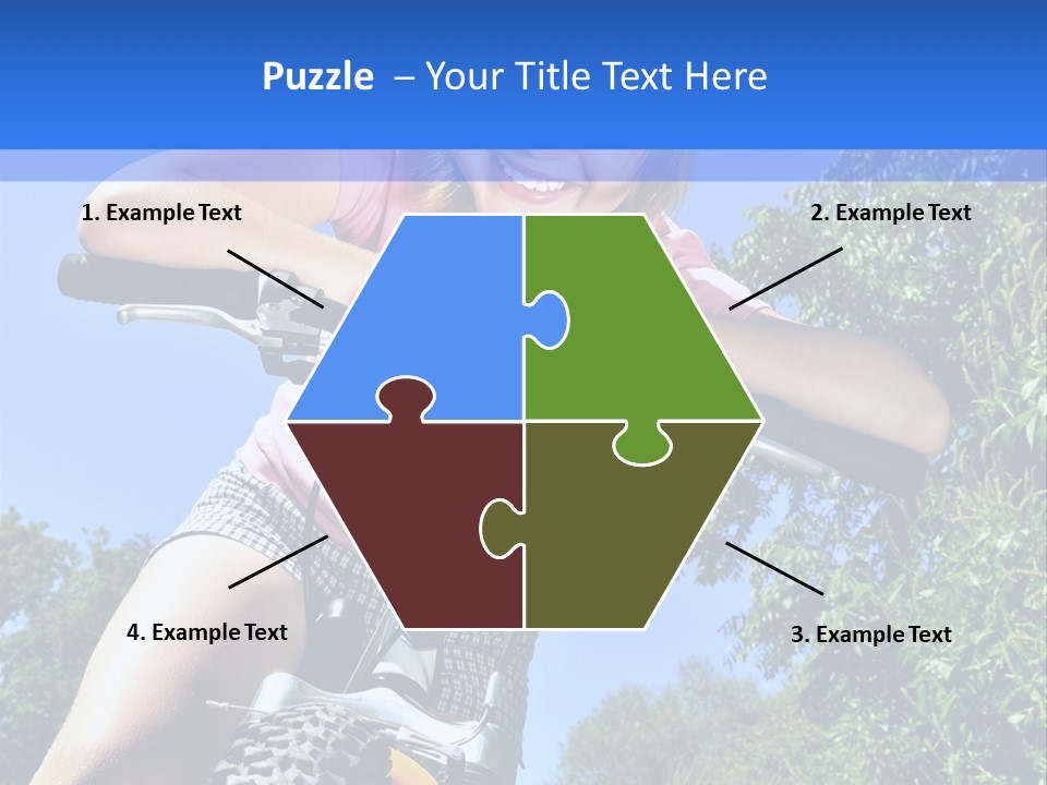 Portrait Of A Teenage Girl On A Bicycle In Summer Park Outdoors PowerPoint Template