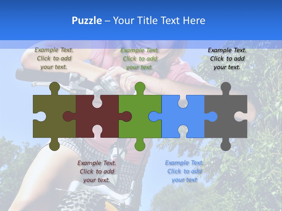 Portrait Of A Teenage Girl On A Bicycle In Summer Park Outdoors PowerPoint Template