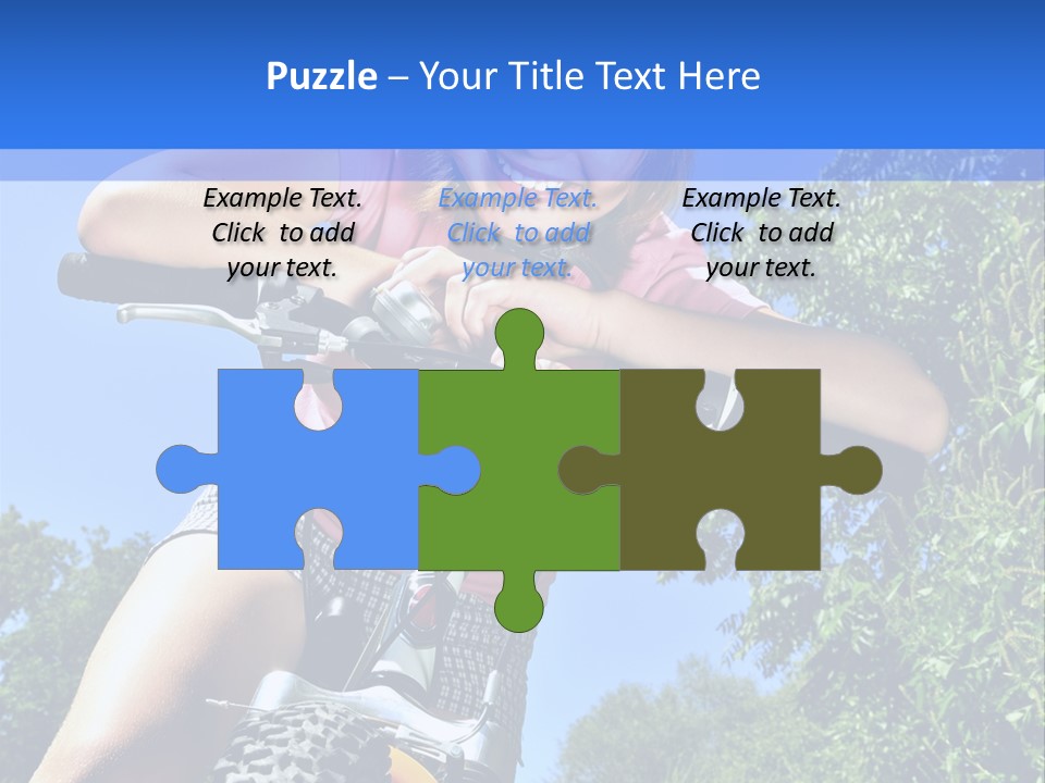 Portrait Of A Teenage Girl On A Bicycle In Summer Park Outdoors PowerPoint Template