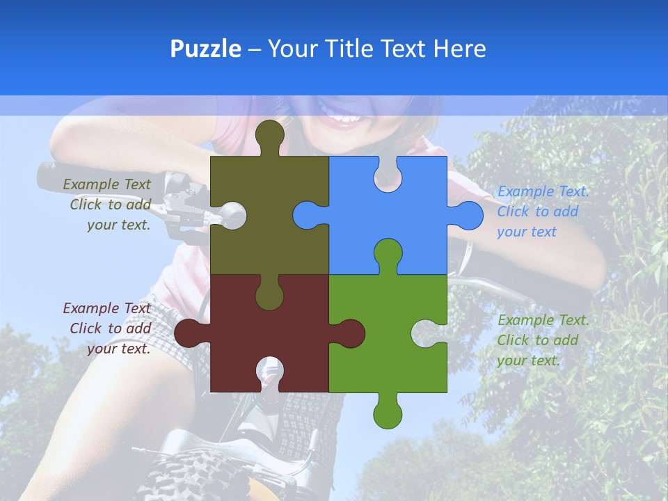 Portrait Of A Teenage Girl On A Bicycle In Summer Park Outdoors PowerPoint Template