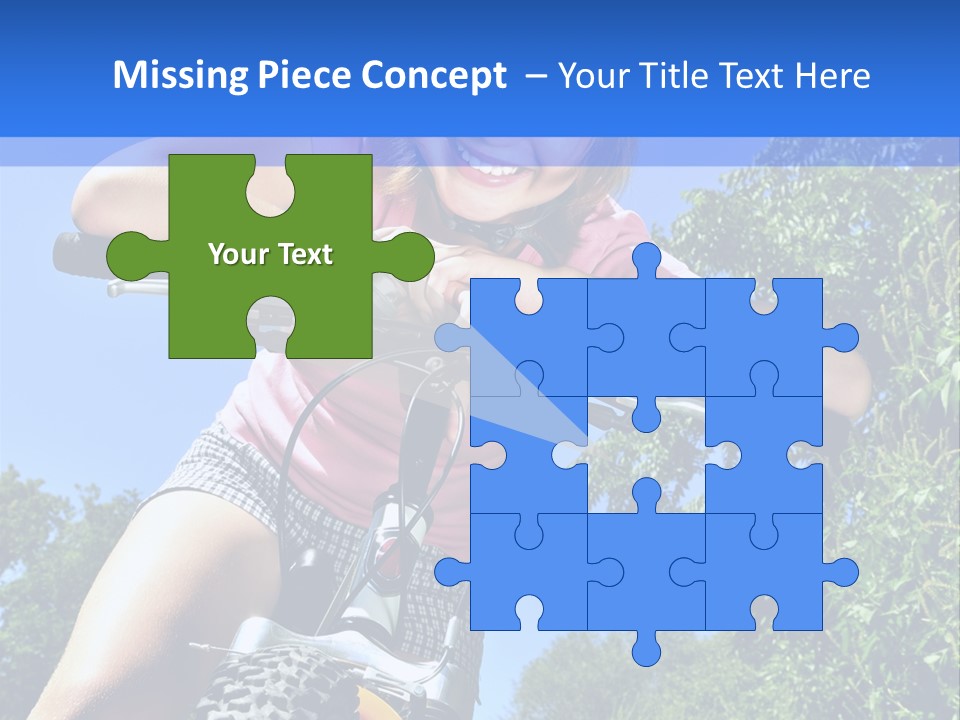 Portrait Of A Teenage Girl On A Bicycle In Summer Park Outdoors PowerPoint Template