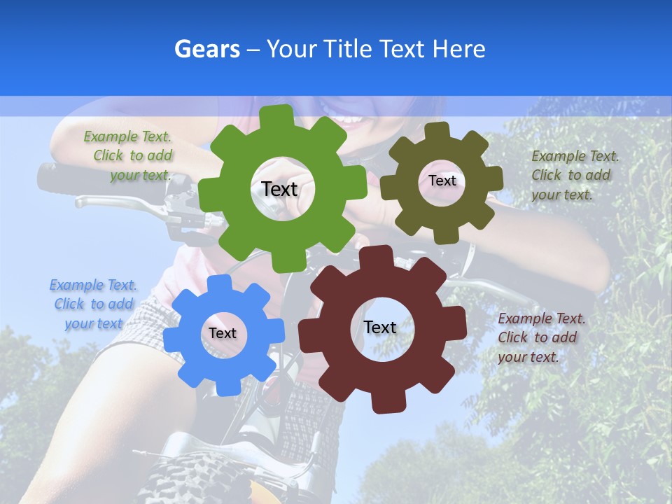 Portrait Of A Teenage Girl On A Bicycle In Summer Park Outdoors PowerPoint Template