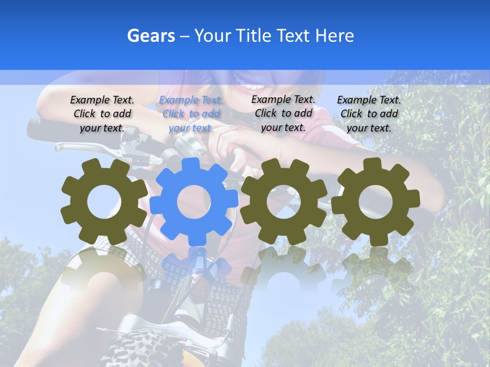 Portrait Of A Teenage Girl On A Bicycle In Summer Park Outdoors PowerPoint Template