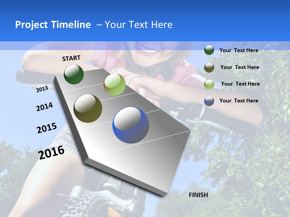 Portrait Of A Teenage Girl On A Bicycle In Summer Park Outdoors PowerPoint Template